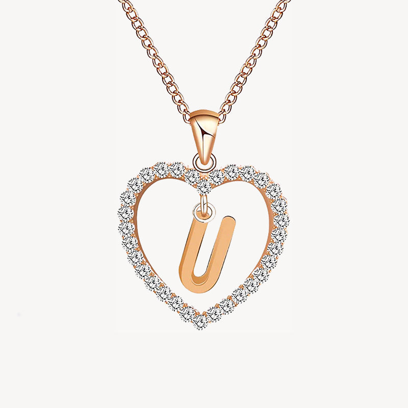 Diamond Heart Nameplate Necklace 14K