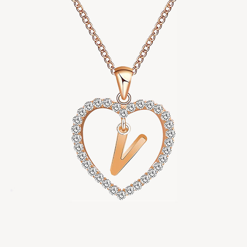 Diamond Heart Nameplate Necklace 14K