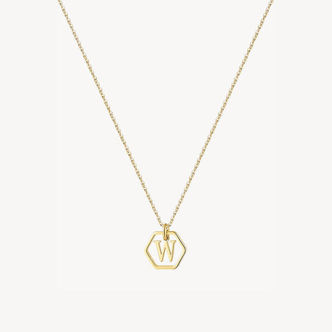 14K Initial Hexagon Necklace