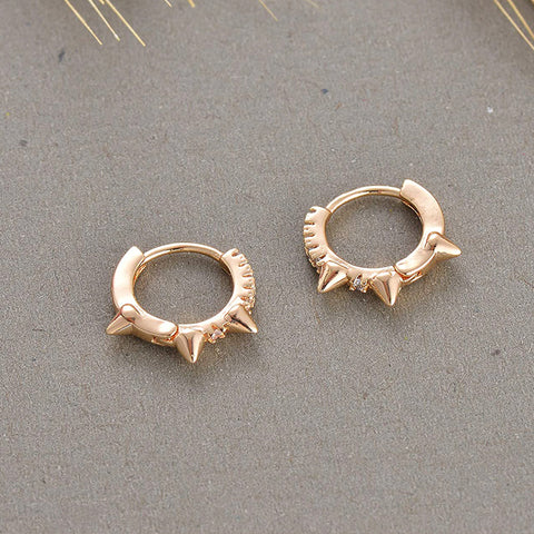 Diamond Mini Gear Huggie Earring 14K